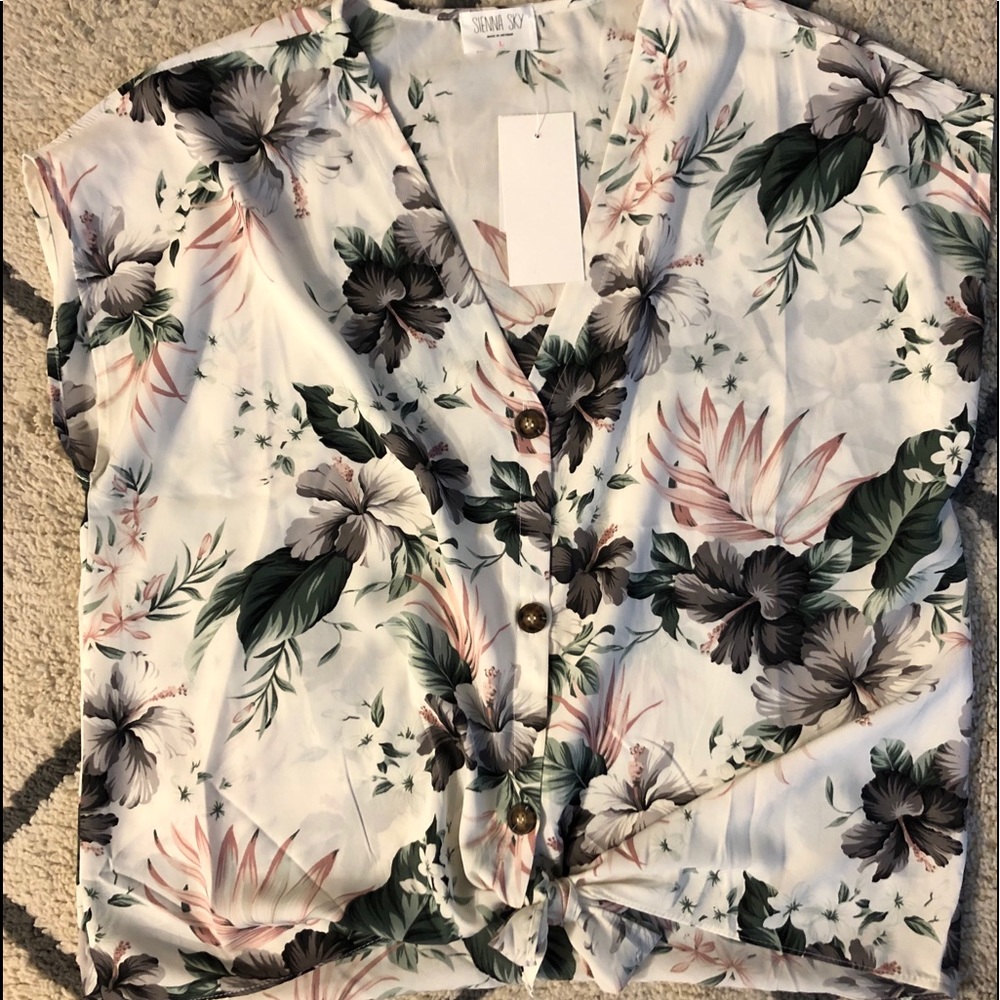 Floral button down top